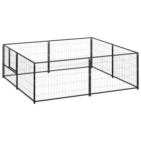 Dog Kennel Black 43.1 ft¬≤ Steel