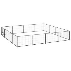 Dog Kennel Black 172.2 ft¬≤ Steel