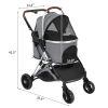 Pet Stroller 3 in 1, Folding Lightweight Dog Stroller with Detachable Carrier & Storage Basket, 4 Wheels Travel Stroller for Puppies Doggies Kitties,