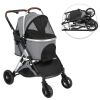 Pet Stroller 3 in 1, Folding Lightweight Dog Stroller with Detachable Carrier & Storage Basket, 4 Wheels Travel Stroller for Puppies Doggies Kitties,