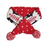 Christmas Knitted Elk Striped Fur Ball Pet Scarf Cat Dog Scarf Teddy Scarf