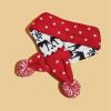 Christmas Knitted Elk Striped Fur Ball Pet Scarf Cat Dog Scarf Teddy Scarf