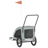 Pet Bike Trailer Gray Oxford Fabric and Iron